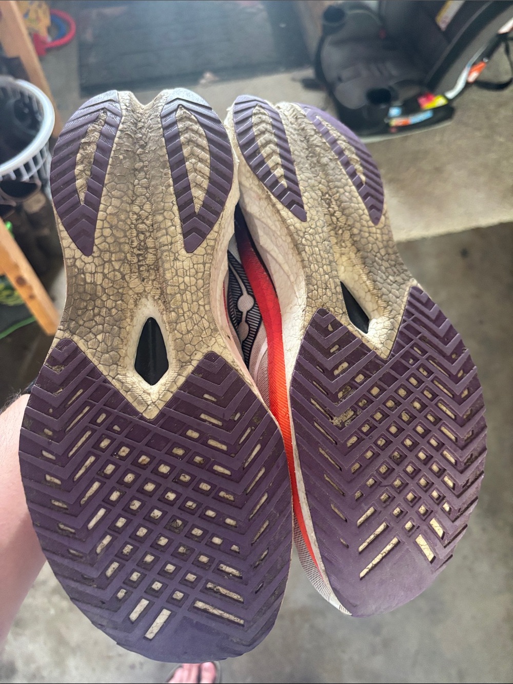 Saucony White Running Shoes with Orange and Purple Accents - Picture 2 of 2